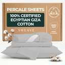 100% Egyptian Cotton Percale Sheets King Size - Genuine Luxurious 400 Thread Count - Naturally Crisp, Breathable, Skin-Friendly & Cooling - Softer After Each Wash - Oeko-TEX Certified Giza