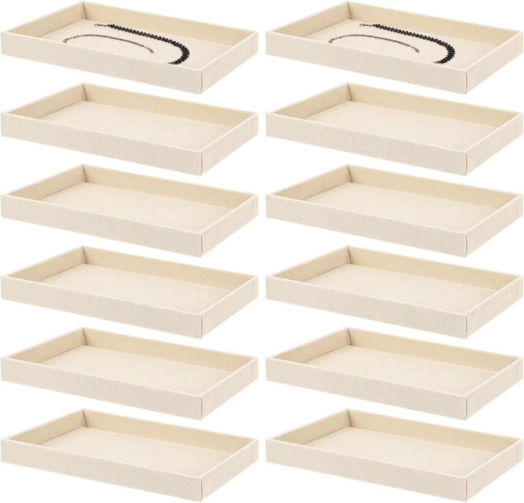 Yolev Jewelry Organizer Tray Stackable Velvet Jewelry Trays,Drawer Inserts Earring Organizer Adjustable Velvet Box Tray Earring Necklace Storage Ring Bracelet Display Case
