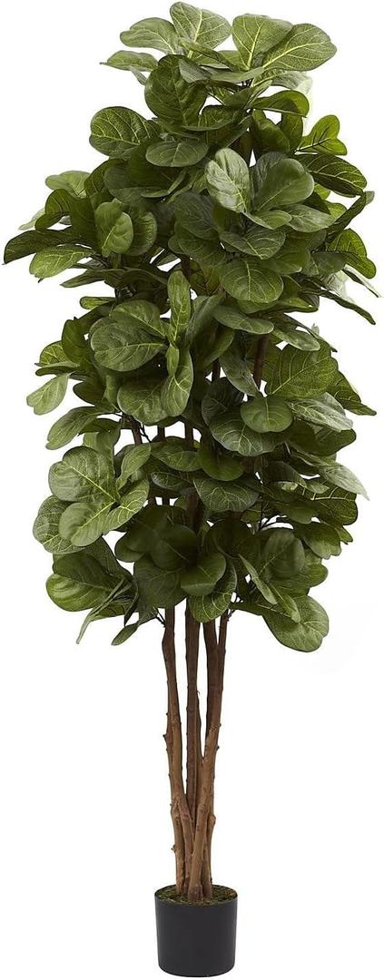 Nearly Natural 6ft Fiddle Leaf Fig Artificial Tree with 6 Natural Trunks, 270 Lush Green Leaves