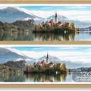 Hongkee 12x36 Picture Frame 2 Packs, Real Glass and Natural Oak Wood Frame, Display Collage Pictures Twelve 4x6 With Mat or Pennant 12 x 36 Without Mat - Horizontal or Vertical Wall Mounting