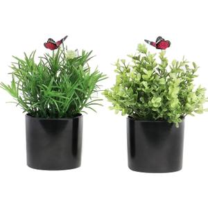 7" H Fake Plants Indoor 2 Pack Small Artificial Plants,Topiary Greenery Mini Potted Plants for House Office Tabletop Decoration