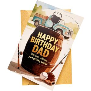 3 x Funny Birthday Card for Dad, Happy Birthday Cards for Father, Humorous Father's Day Card,Double-sided,8x5.3inch (KT-012) (M2-0LTD-J2W6)