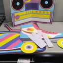 Soulchen 3 Pcs 24 Inch Large 80s 90s Photo Booth Props Retro 80s 90s Birthday Party Decorations Boombox Neon Television Roller Skates Frame Backdrop for Hip Hop Musical Party Supplies