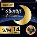 Always ZZZs Overnight Disposable Period Underwear for Women, Size S/M, Black Period Panties, Leakproof, 7 Count, Pack of 2 (14 Count Total) (Small/Medium)