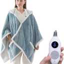 Westinghouse Wearable Heated Throw Blanket, Electric Heated Wrap Poncho Shawl with Pockets, 6 Heating Levels & 2 to 10 Hours Time Settings, 50 x 60 Inch, Light Blue