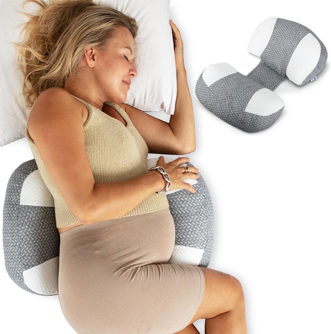 Plus Sized Pregnancy Pillow for Sleeping - Belly, Hip, Back Support for Pregnant Women -Maternity Wedge Pillow for Reducing Pregnancy Fatigue- Adjustable and Washable, Gray