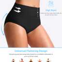 G Gradual Women's High Waisted Bikini Bottoms Tummy Control Swim Bottom Full Coverage Bathing Suit Swimsuit Bottoms for Women (Black, XL)