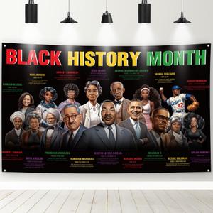 Black History Month Decorations, 43x71 Inch African American Famous People Banner Decoration, Black History Month Background Decor for School Indoor Outdoor Classroom Wall Home Decor