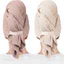 ROLSHOL 2 Packs Large Microfiber Hair Towels for Women, Super Absorbent & Quick Dry Hair Towel Wrap for Curly Hair Long & Short Hair- Anti-Frizz Hair Turbans for Wet Hair (Mauve & Clay)