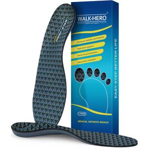 Walkhero Arch Support Inserts for Plantar Fasciitis and Flat Foot, Orthotic Insoles with Everyday Comfort and Support, Relieve Foot Pain and Fatigue (Mens 10-10 1/2 | Womens 12-12 1/2 Gray)