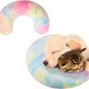Dog Neck Pillow, Dog Cat Calming Pillow Soft, Fluffy Cozy Pet Body Pillow,Anxiety Relief Pillow for Joint Relief Sleeping Improve (Large, Pink Blue)