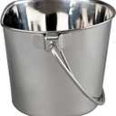 Advance PET Products 6 Quart Heavy Duty Stainless Steel Flat Side Bucket | Durable Food & Water Pail for Dogs, Cats, Kennels, Cages and Critter Crates | Multi-Purpose Bucket