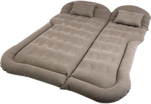Wakeman Inflatable Mattress - Car Air Mattress for SUV or Tent with Aux Outlet Pump and 2 Inflatable Pillows - Car Camping Gear Outdoors (Gray)