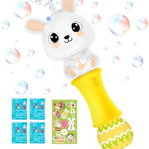 SpringFlower Easter Bubble Wand for Kids, Bubble Maker with LED Light-Up Effect for Girls Boys, Bubble Toy for Easter Party Favor Supplies, Easter Basket Essentials, Easter Basket Stuffers Fillers (Yellow)