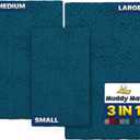 Muddy Mat Pack of 3 Highly Absorbent Microfiber Dog Door Mat and Pet Rug, Non Slip Thick Washable Area Mat Soft Chenille for Kitchen Bathroom Bedroom and Outdoor - Atlantic Blue Small, Medium & Large