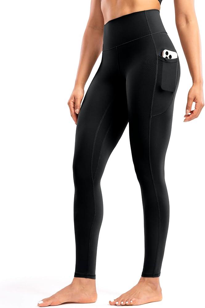 Women's Workout Leggings with Pockets Yoga Pants 25"/28" High Waisted Athletic Tights Soft Gym Lounge Activewear (M, Black)