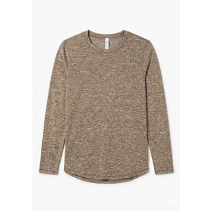 Women's Lightweight Long-Sleeve Crewneck T-Shirt, Soft Heathered Casual Pullover Top for Everyday Wear and Layering S