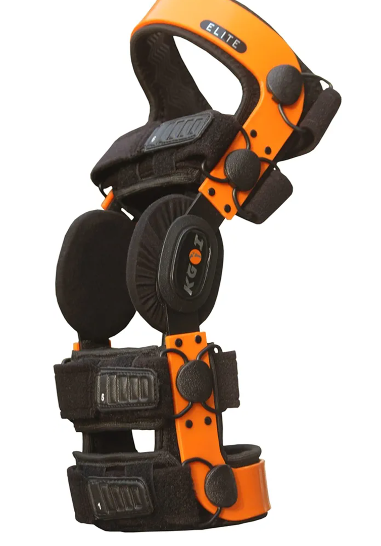 ELITE Knee Support Brace, Flexible, Adjustable with Stainless-Steel Gear Hinges for Ligament, Sports Injuries, Arthritis, Pain Relief, for Men and Women, Orange, Size 9