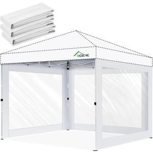 Clear Canopy Sidewalls for 10x10 Pop Up Tent, Transparent Window Curtain Cloth, 8 Mil PVC Enclosure Fabric with Zipper, White (3Pack Sidewalls Only, Not Included Frame&Top)