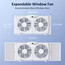 shinic Twin Window Fan with 9-Inch Blades Reversible Airflow, 3 Speeds, Thermostat Control, Fits 23.8"-37" Windows, Window Exchaust Fans for Home Bedroom, ETL Certified