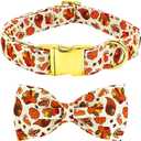 Dog Collar Thanksgiving Day Holiday Turkey Print Pet Collar Soft Cute Dog Collars with Bow Tie Adjustable Metal Buckle Collar Giftfor Medium Dogs (Medium (Pack of 1))
