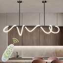 59.06" 1-Light Linear Pendant Light, LED Dimmable Linear Chandelier with Memory Function, Height-Adjustable DIY Kitchen Island Lighting with Remote Control for Dining, Living Room, 3000K-6500K