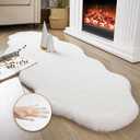 Ashler Faux Fur Rug, Upgraded Soft Faux Rabbit Fur White Area Rugs, 2 x 6 Feet, Machine Washable Nursery Decor Throw Rugs for Bedroom, Kids Room, Living Room