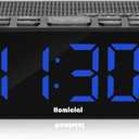 Digital Alarm Clock Radio with AM/FM Radio, Multi-Colors 1.4 LED Digits, Preset, Sleep Timer and Clear Display with Dimmer for Bedroom Bedside, Battery/Plug-in Powered (Black)
