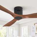 Fanbulous 52" Ceiling Fans Without Lights, Flush Mount Ceiling Fan with Remote Control Modern,Low Profile Ceiling Fans with 6-Speeds Reversible DC Motor for Patio Living Room Bedroom(Walnut)