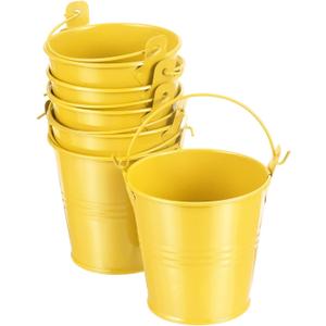 PATIKIL 3" Height Mini Metal Bucket, 6 Pack Colorful Metal Succulents Pot Party Decorative Pails with Handles for Small Succulents, Yellow