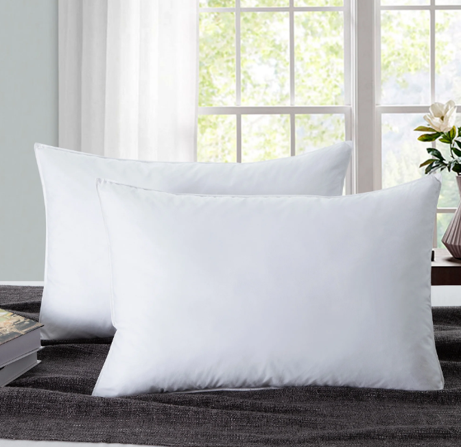 2 Pack Feather Microfiber Pillows Medium Firm for Back and Side Sleepers, Queen