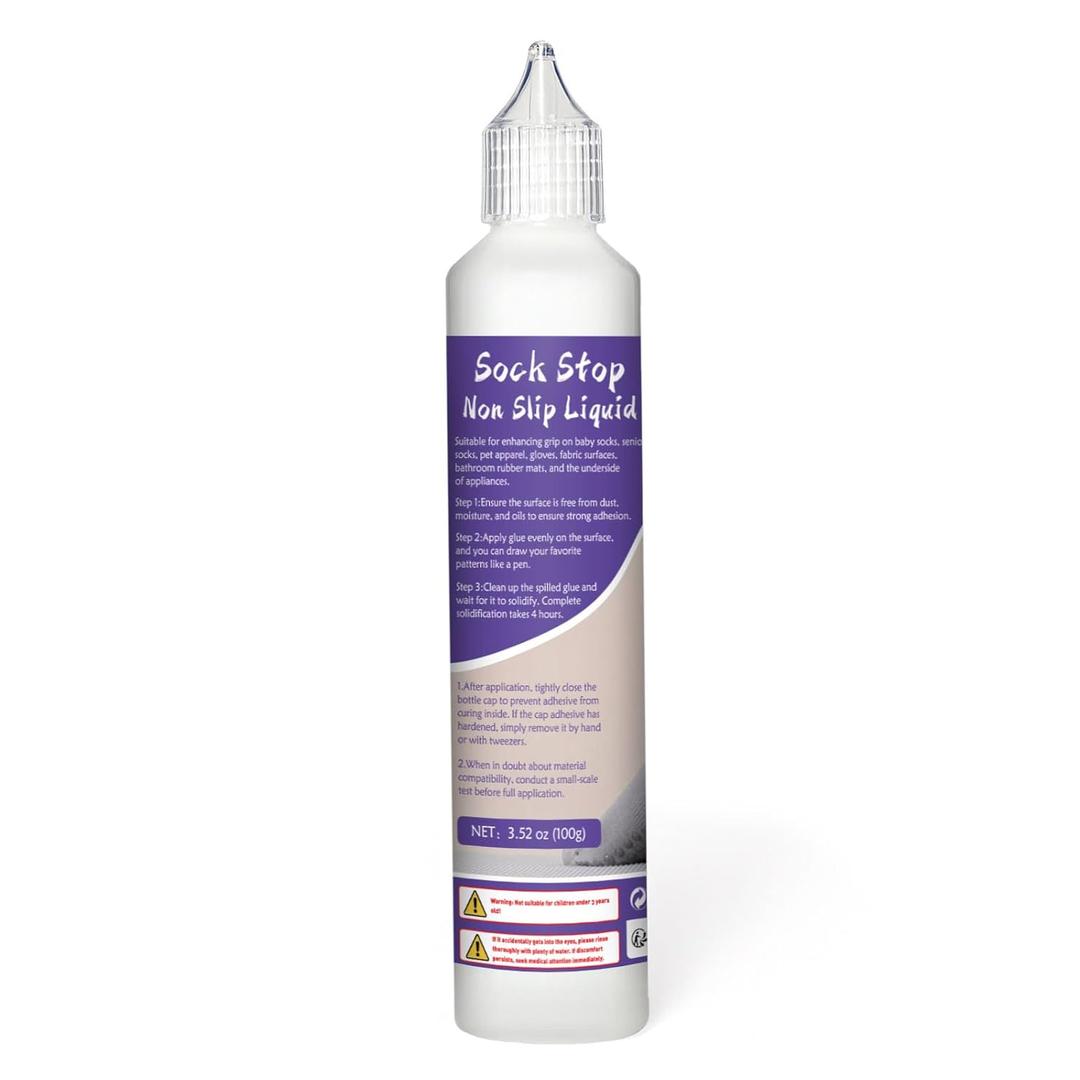 1DFAUL 100g Sock Stop Non Slip Glue Clear, Sock Anti Slip Adhesive Waterproof, Latex-Free, Water-Based, Odorless and Washable, for Hangers, Carpets, Bathroom Mats (Transparent)