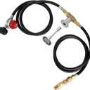 Skyflame LP Burner Connection Kit, Propane Fire Pit Replacement Parts with 1/2" Control Valve Key Set, 0~30PSI Adjustable Gas Pressure Regulator Hose, 60" Connect Hose, 150K Brass Air-Mixer