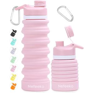 Nefeeko Collapsible Water Bottle, 26oz Silicone Foldable Water Bottles Leakproof BPA Free Travel Water Bottles with Carabiner, Portable Sport Water Bottles for Camping,Hiking Outdoor Indoor Sport