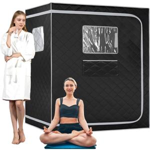 Smartmak Full Size Steam Sauna Tent, Portable Whole Body Home Spa Room, 1 or Two Person Large Space, Steamer NOT Included (47.28" x 35.46" x 63" Grey Border)