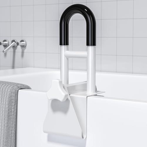 FSA/HSA Eligible Bathtub Safety Rail: Shower Grab Bar Handle for Seniors, Elderly, and Disabled, Fits 3 to 7 Inch Tub Walls, Bathroom Safety Bars with Non-Slip Grip, Supports 300 lbs