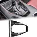 Compatible with 2024 2025 Ford Mustang Carbon Fiber Automatic Gear Shift Panel Frame Cover Sticker Auto Accessories (3PCS Black)