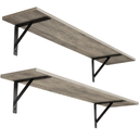DINZI LVJ Long Shelf, 31.5 Inch Large Wall Mounted Shelves Set of 2, Easy-to-Install, Display Ledges with Sturdy Metal Brackets for Living Room, Bathroom, Bedroom, Kitchen, Laundry Room, Gray Wash
