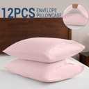 Pillowcases Standard 12 Pack, 20x26 Pillow Cases with Envelope Closure, Soft Plain Brushed Microfiber Covers Breathable Wrinkle-Resistant, Pink