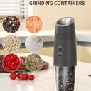CIRCLE JOY Gravity Electric Salt and Pepper Grinder Set Rechargeable Automatic Pepper and Salt Shakers with LED Light, External Adjustable Coarseness, One-Hand Operation for Salt & Spices