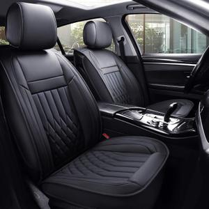 Aierxuan 5pcs Car Seat Covers Full Set with Waterproof Leather,Airbag Compatible Automotive Vehicle Cushion Cover Universal fit for Most Cars (Black) (5PCS full set, 5 PCS Full Set/Black)