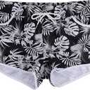 ESTAMICO Women Board Shorts with Liner Quick Dry UPF 50+ Drawstring Floral Print Swim Trunk with Pockets, L