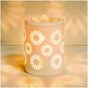 SALKING Ceramic Wax Melt Warmer, Electric Wax Warmer for Scented Wax, Candle Warmer Oil Burner with Edison Bulbs, Sunflower Fragrance Warmer Wax Cubes for Home, Bedroom, Birthday Gifts for Women