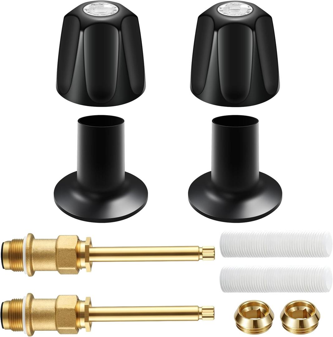 2 Piece Bathtub Shower Knob Replacement Kit for Price Pfister Verve and Windsor Tub/Shower Faucet Handle, Remodel/Rebuild Trim Kit with Hot & Cold Shower Knobs, Matte Black(Matte Black)
