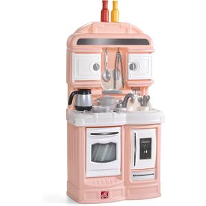 Step2 Quaint Kids Kitchen Playset, Indoor/Outdoor Kitchenette, Interactive Play, Made of Durable Plastic, Includes 21 Piece Toy Accessories, for Toddlers 2+ Years Old, Rose Pink