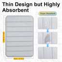 Memory Bath Mat Rug, 23.6x15.7 Inches, Comfortable, Soft, Non-Slip, Super Absorbent, Quick Drying Bathroom Rug for Floor, Tub & Shower, Machine Washable, Thick1 Piece- Striped Gray (1'4" x 1'11" (Rectangular))