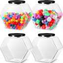 Norme 4 Pcs 129 oz Plastic Candy Jars with Lids Hexagon Cookie Jars for Kitchen Counter Candy Bar Containers Acrylic Clear Containers for Buffet Storage Display Dog Treat Laundry Pod Buffet Craft