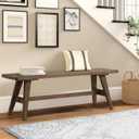 Wnutrees 47" Farmhouse Wood Bench, Dining Room Bench, Entryway Bench for Living Dining Room, Solid Wood, Easy to Assemble, Brown