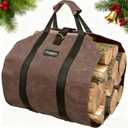 Amagabeli Firewood Carrier Waxed Canvas Log Tote Carrying Bag Heavy Duty Fire Large Wood Fireplace Carrier Bag with Handles for Camping Firewood Log Holder Wood Sling Cabin Stove Accessories (Dark Brown)