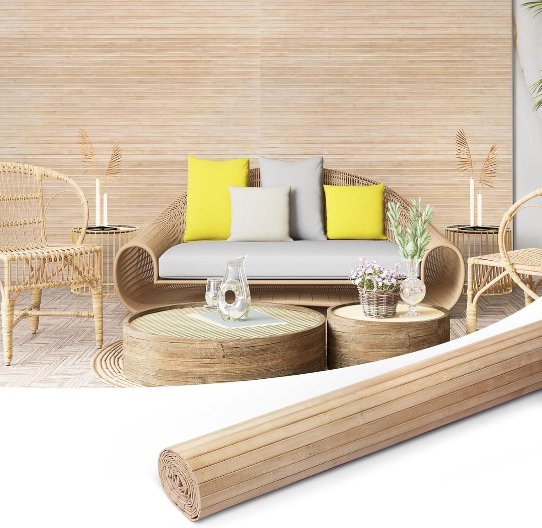 Art3d 48 x 96 in Natural Bamboo Wall Panel, 1-Pack, Light-Carbonized